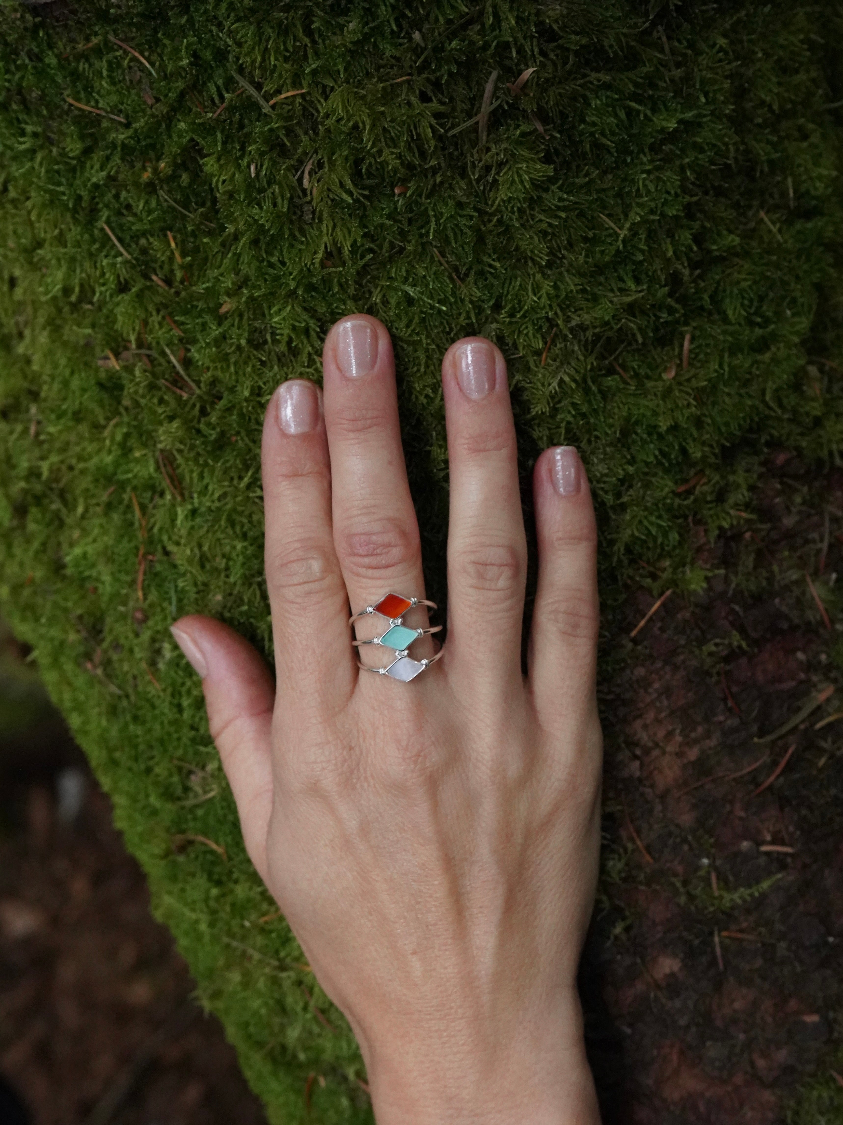 Edelstein Ring, Minal Amotila Ring, Numees, Karneol Ring, aqua chalcedon Ring, perlmutr ring