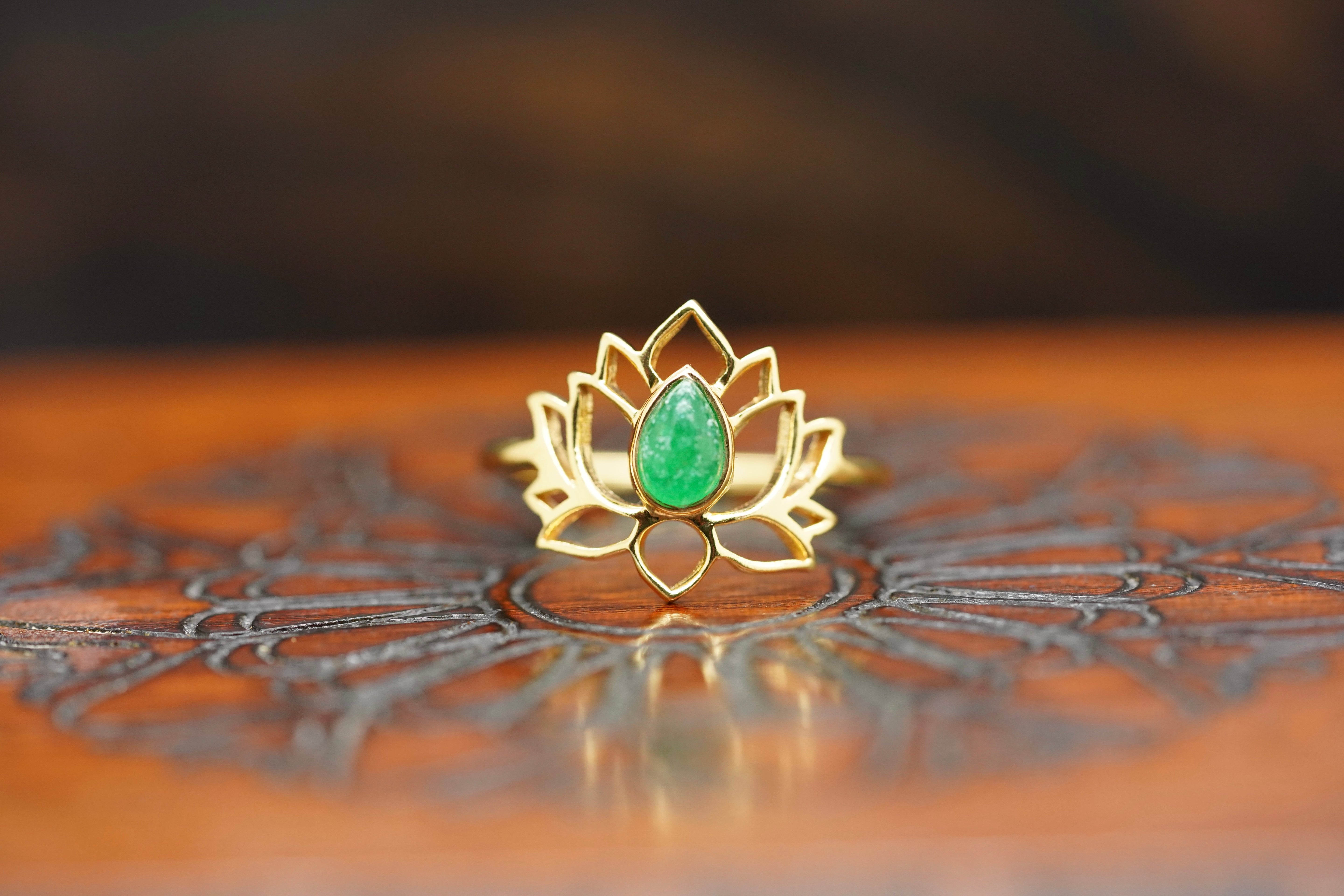 aventurin ring, schmuck aventurin, aventurin schmuck, ring aventurin, grüner aventurin ring, aventurin ring gold, Edelstein ring, lotus ring