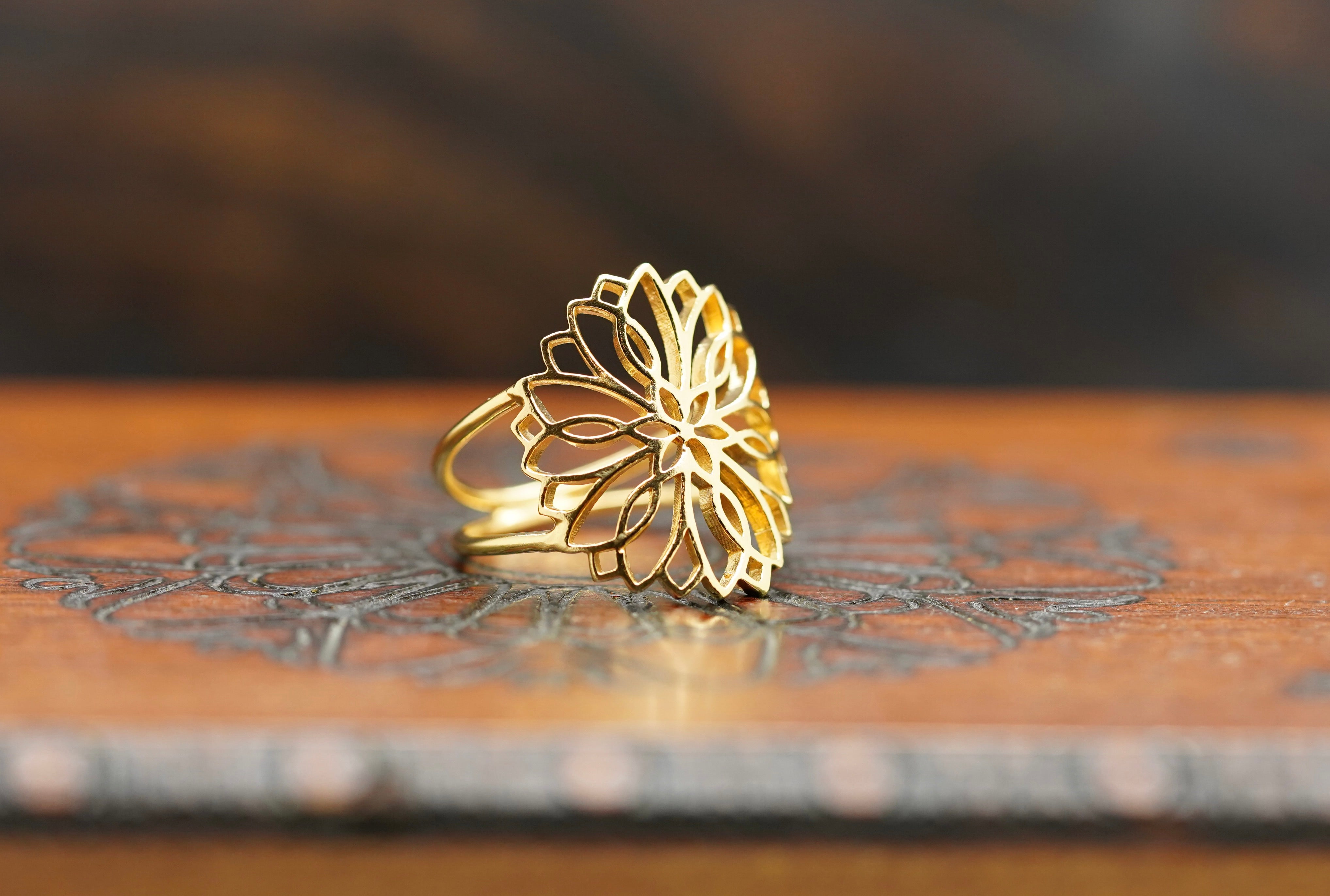 Mandala Ring, Mandela Schmuck, ring vergoldet, vergoldeter ring, goldener ring schmuck

