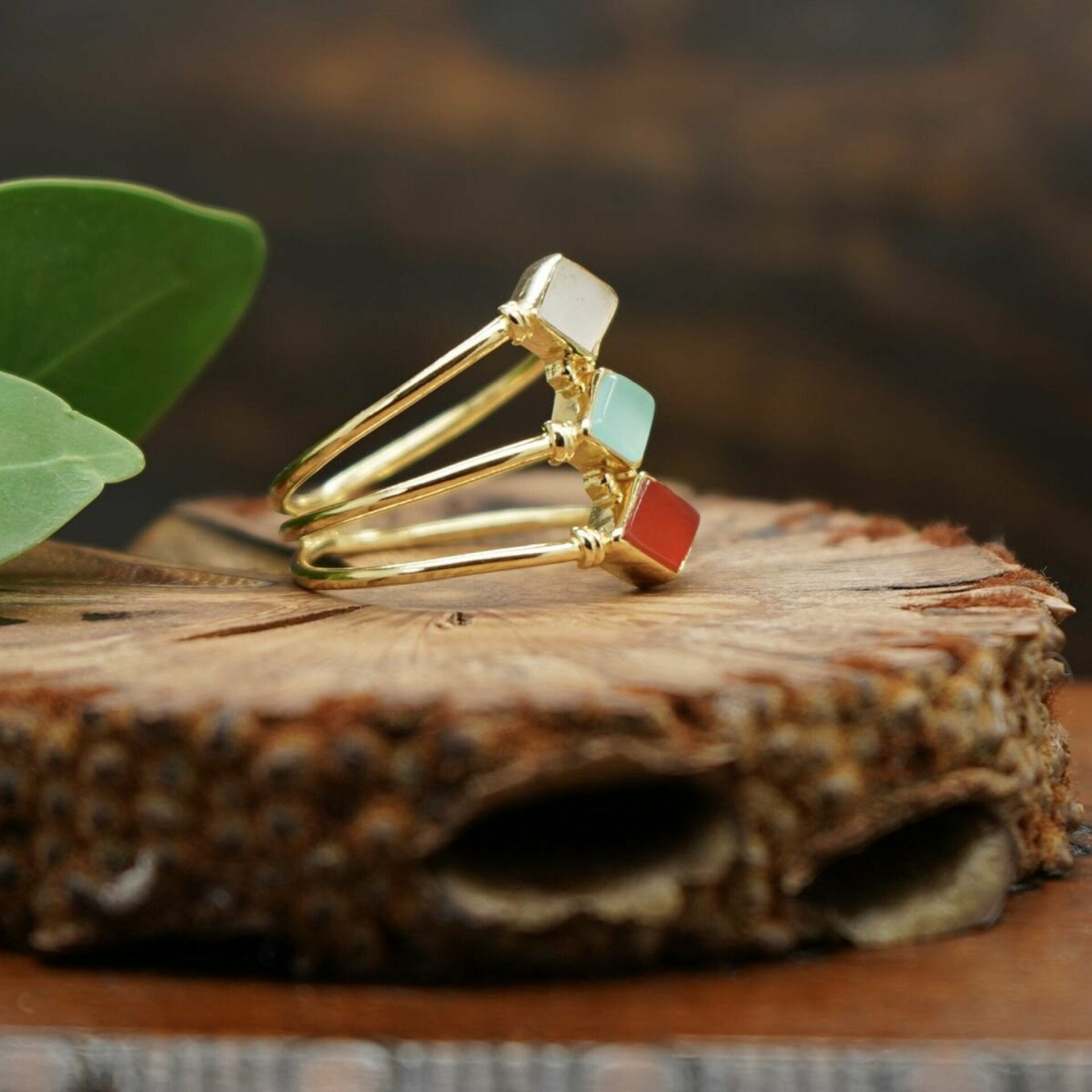 MINAL AMITOLA Ring, Karneol ring, aqua chalcedon ring, ring mit perlmutt, ring perlmutt, perlmutt ring, chalcedon ring, blauer chalcedon ring, edelstein ring

